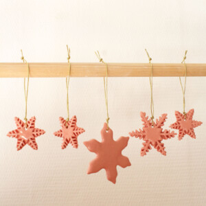 Assortiment 5 flocons corail et doré